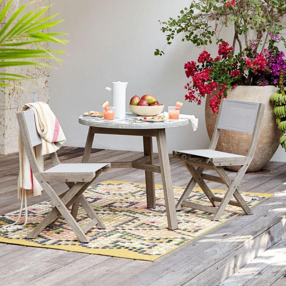 Portside Garden Textilene Folding Garden Bistro Chair, Set of 2